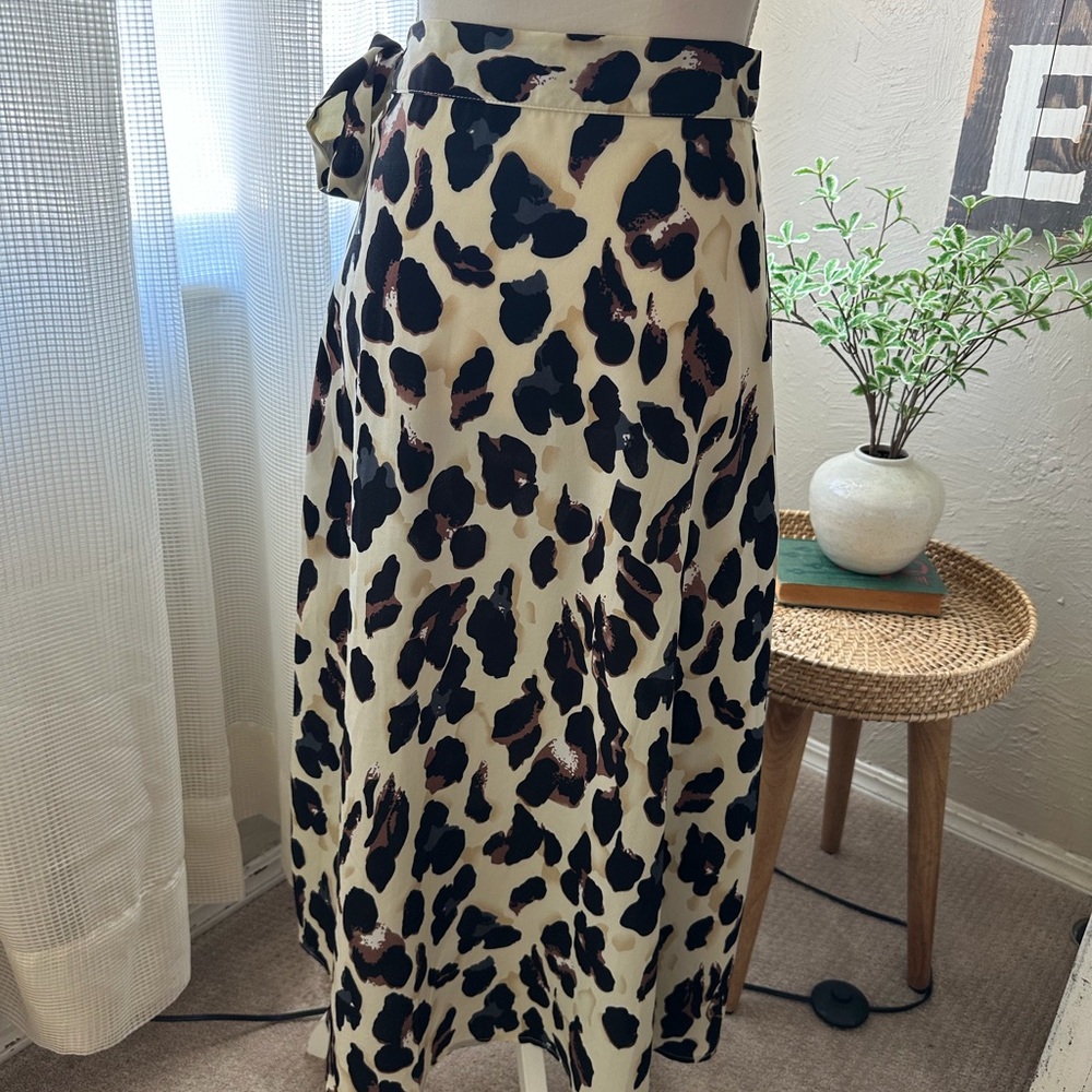 Leopard Print Midi sheer wrap Skirt